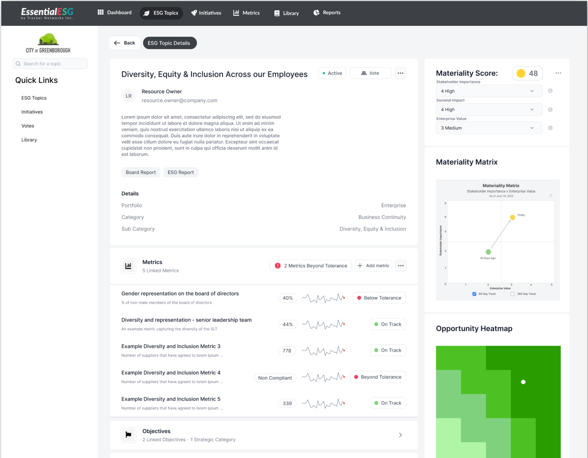 screenshot of Essential ESG